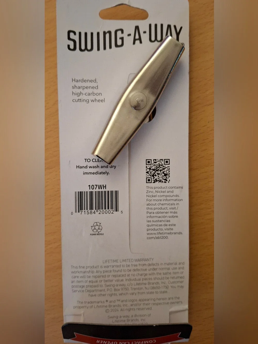 Swing-A-Way Manual Can Opener w/ White Handles, Metal, Model 107WH